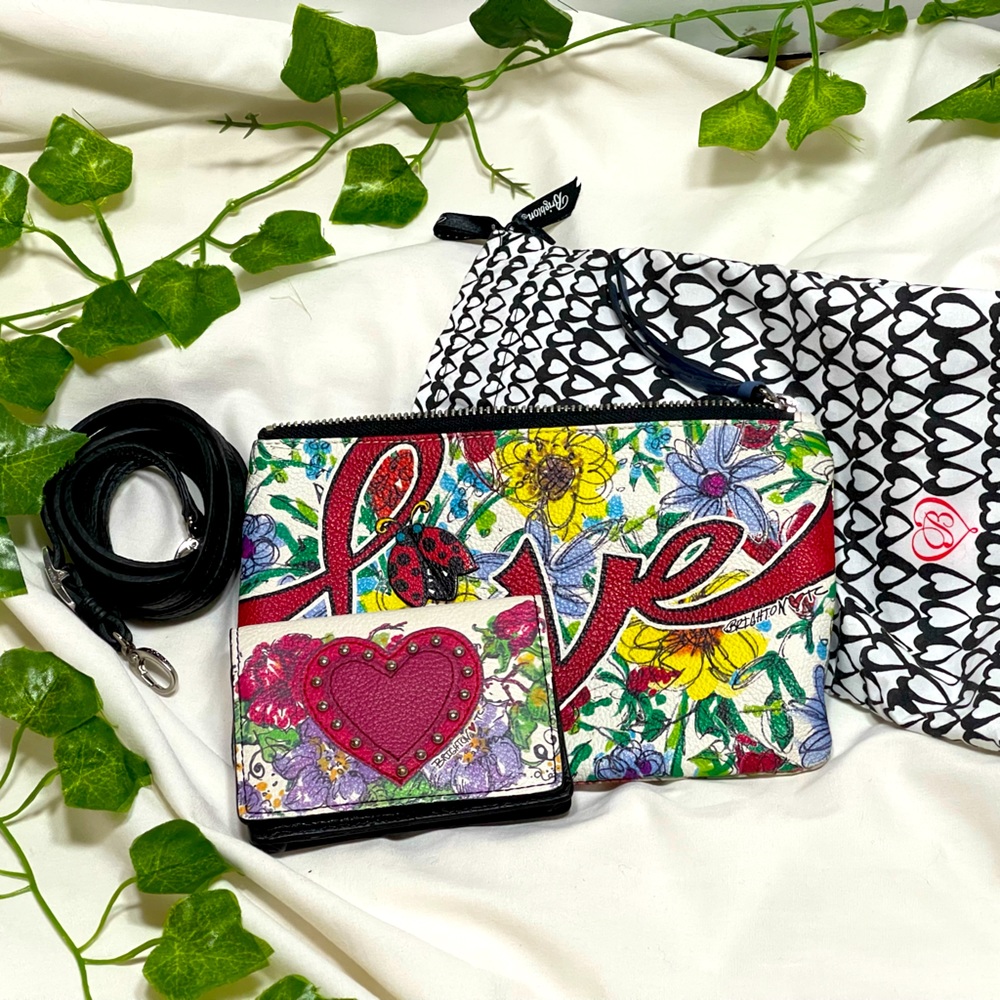 Brighton "Love Garden" Love Story Scribble Cross Body Purse, Matching Wallet